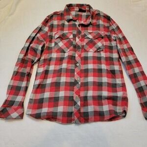 Rusty Flannel Shirt Mens Long Sleeve Button Up Adult Small Plaid Red